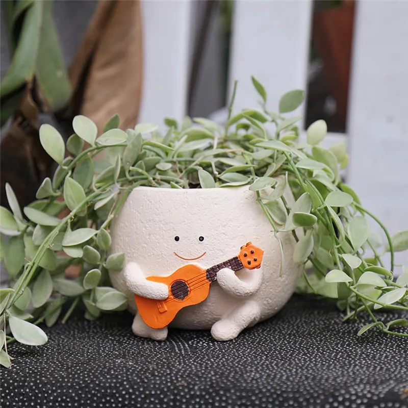花瓶・フラワースタンド VALIEM MONSTER MOUTH SLIME pot SMILEY Smily Face Planter Pot with Drainage Hole Cute Resin for String of