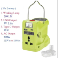 200W LED Work Lamp USB Bank Battery Inverter for Ryobi 18V Li-Ion Nickel Battery P102 P103 P104 P107 P108. 