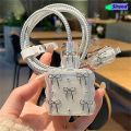 Sirend Cute 3D Clear Bowknot Pearl USB Cable Protective Cover for IPhone 18W/20W Data Line Bite Head Cord Fast Charging Protector Case. 
