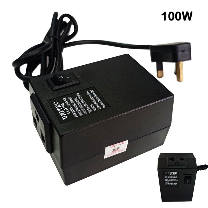 220V to 110V AC/AC Step Down Transformer Converter - 100 Watt  - Black