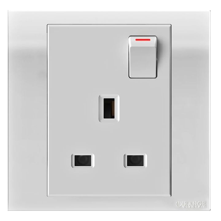 Orange Akoya 13A Switched Socket Outlet White