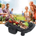 Smokeless Portable BBQ Indoor Barbecue Electric Grill w/Drip Tray Adjustable Temperature Control, 2000W High Power BBQ Tool for Cooking/Roasting Meats, Fishes, Seafood, Vegetables. 