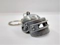 PUBG Level 3 Helmet Large Copper and Silver Metal Keychain. 