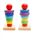Wooden Rainbow Tower Ring Stacking Stack Up Educational Toys. 