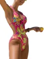 Women One-piece Halterneck Bikini Swimsuit Printed Padded Hollow Sleeveless Backless Bodysuit Attractive Beachwear. 