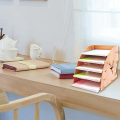 1 PCS Wooden Invoice Bill Storage Rack Desktop Paper Organizer File Holder Document Letter Sorter Tray Mail Rack. 
