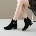 【ALLGOOD】Comem  Women's Shoes Women  Boot Low Heel Shoe Plus Size 43 Short Cow   Shoes Ladies Autumn Winter Boots. 