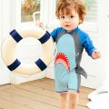 Cute Baby Swimsuit Children's Long-Sleeved One-Piece Toddler Kid Baby1-3Year-Old Cartoon Shark Dinosaur Swimming Suit. 