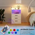 VTEC HOME Modern Lighted Bedside Table with 3 drawers / Side Table / End Table /Nightstand / Bedside Cabinet / Bedroom Furniture / Drawer Cupboard / Modern Furniture / Living Room Furniture / Lighted Furniture / Modern Bedside Cupboard - WLBC 1700. 