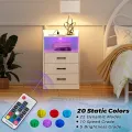 VTEC HOME Modern Lighted Bedside Table with 3 drawers / Side Table / End Table /Nightstand / Bedside Cabinet / Bedroom Furniture / Drawer Cupboard / Modern Furniture / Living Room Furniture / Lighted Furniture / Modern Bedside Cupboard - WLBC 1700. 