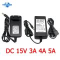 AC DC 15V 3A 4A 5A Power Supply Adapter 220 to 15 Volt Transformer Universal Charger Source for Iight Strip Lamp CCTV Hoverboard. 
