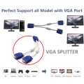 Dual Monitor VGA Splitter Y Cable Cord. 