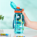 Leaky Summer Drinking Bottle Straw Cup Kids Waterproof Bottle Cartoon Animal 600ml Portable Safety Lock for Outdoor Camping Trip. 