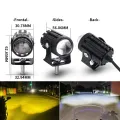 Motorcycle LED Headlight Universal Fog Light U2 Mini Dual Color Driving Light12V for Motorcycle. 