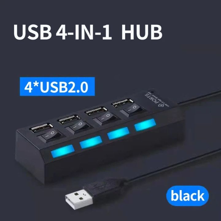 4 Ports USB HUB 2.0 Adapter Expander High Speed Multi USB Splitter ...