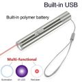 【ALLGOOD】3 in 1 USB Rechargeable Red Dot Laser Light Super Laser Pointer Pen Cat Pet Toy Red UV Flashlight. 