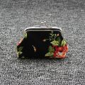 Canvas Coin Purse Retro Storage Buckle Closure Mini Wallet Vintage Rose Print unisex Pouch unisex Ladies. 