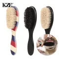 Striped Double-sided Comb Brush Bristle Hair Beard Styling Tools For Men Pro Shave Beard Brush Barber Carving Cleaning Brush. 