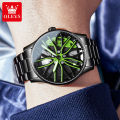 Fashion Mens Car Wheel Watches Luxury Stainless Steel NOT ROTATE. 