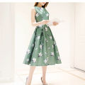 bellylady Women Summer Dress Sleeveless Round Neck A-line Skirt Elegant High Waist Casual Long Dress. 