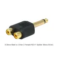 Stereo Speaker Audio Video HiFi Subwoofer Adapter Connectors 3.5mm 6.35mm Male Female Microphone AUX AV RCA Converter 1Pcs. 
