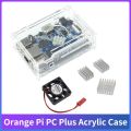 Orange Pi PC Plus Acrylic Case Transparent Plastic Clear Box Optional Heatsinks Fan Protect Enclosure For Orange Pi PC Plus. 