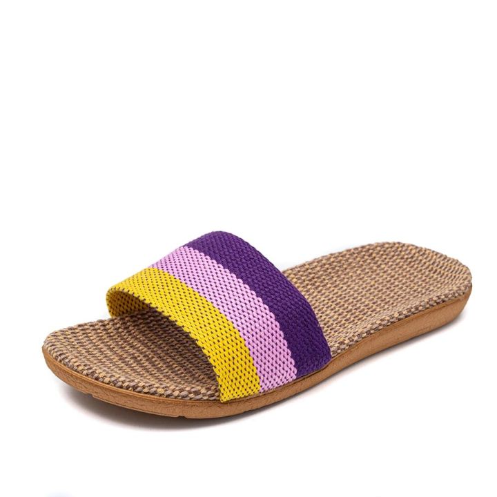 【ZOSR】Summer Linen Women'S Slippers Flat Sandals Home Color EVA Lightweight Shoes For Women Casual Slippers Free Shipping