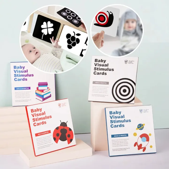 Montessori Baby Visual Stimulation Card Toy Black White Flash Cards ...