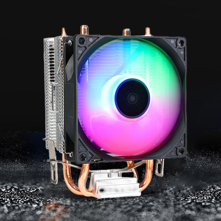 RGB%20CPU%20Cooler%20Radiator%202%20Heat%20Pipe%209cm%20Cooler%20Fan%20Hydraulic%20Bearings%20Colorful%20Light%20Effect%20Computer%20Accessories%20for%20INTEL%20AMD%20-%20Image%202