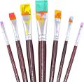 Flat Paint Brush Set 6pcs for Acrylic Watercolor Gouache Oil and Body Painting. 