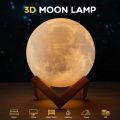 Moon Light 12CM 3D Magical LED Night Light Lamp Touch Sensor Color Changing with Wooden Stand. 