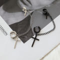 【ETOP】1Pc Black/Silver Punk Stainless Steel Earrings Metal Chain Double Cross Pendents Earring Gothic Jewelry Unisex. 