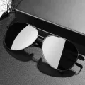 LouisWill Men Sunglasses Frog Mirror Classic Sunglasses Double Beam Frame UV400 Polarized Discoloration Sunglasses Eyewear Ultra Light Elastic Leg Anti Glare Glasses Outdoor Sports Driving Sunglasses. 