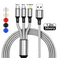 3 In 1 Fast Charging Cable Cord For iPhone Xiaomi Poco Micro USB Type C Charger Cable Multi Port Multiple Usb Charging Wire Line. 