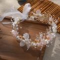 Elegant Girls Bridal Headband Imitated Pearl Hair Headdress Flower Wreath Bride Garland Head Hoop Wedding Headbands Hair Jewelry. 