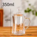 Glass Mug With Lid Transparent 360ml High Quality Glassware. 