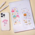 Kawaii Anime Sanrio Transparent Sticker Cartoon Cute Cinnamoroll Kuromi Melody Sticker Goo Card Stationery Handbook DIY Decals Waterproof PVC Self-Adhesive Stickers. 