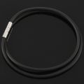 2X 3mm Cord In Rubber Black Necklace with Clasp In Steel Stainless - 16 Inch. 