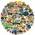 50PCS Cute Children's Cartoon Car Truck Stickers Kawaii DIY Skateboard Motor Graffiti Vehicle Sticker Decals Kids Learning Toys. 