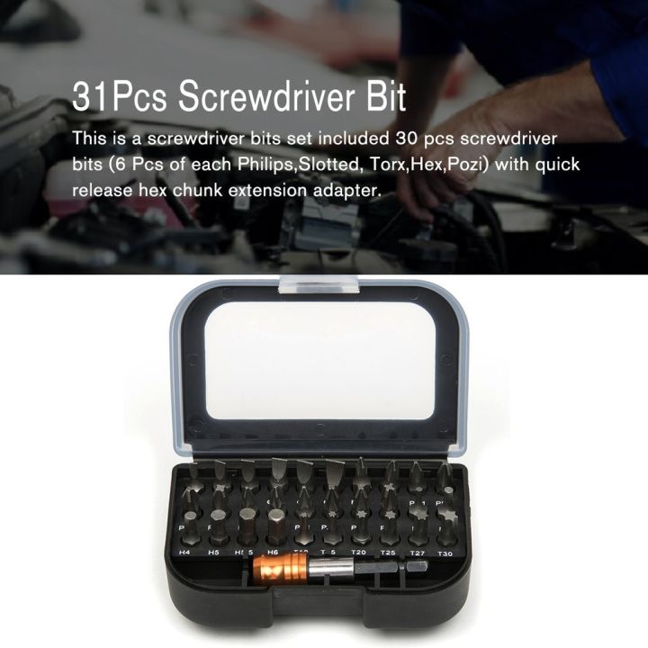 %E3%80%90TrendGlobe%E3%80%9131Pcs%20Screwdriver%20Bit%20Set%20Slotted/Philips/Pozi/Hex/Torx%20Head%20with%2060mm%20Quick%20Release%20Hex%20Chuck%20Extension%20Adapter%20-%20Image%204