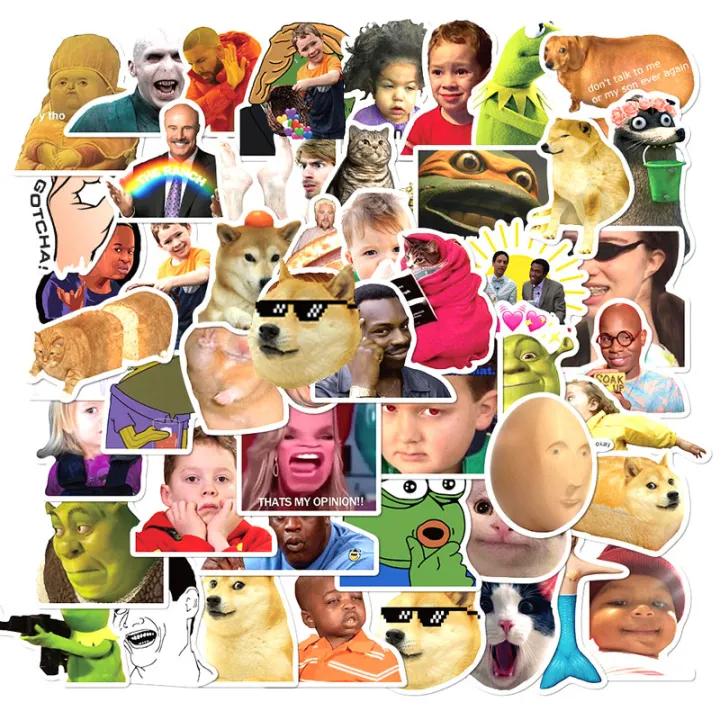 20/40pcs Cat Dog Meme Stickers Funny Animal Social Media Meme Stickers for Laptop Scrapbook Journal Kids Girls Boys Stickers
