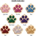Custom Gold Pet ID Tags Sparkly Paw Shape Personalized Shiny Dog Glitter Silent Cute Doggy for Puppies Laser Engraved Name. 