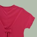 Bow Tee T Shirt Blouse Single Jersey Cotton Fabric 190 Gsm O Neck, Short Sleeve Front Bow Design Casual Loose Fit Office Wear /Tshirt/ Blouse In Pink Colour For Women/ Ladies / Girls. 
