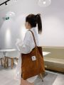 Casual Foldable Corduroy Shopping Tote Bags High Quality Eco friendly Reusable Handbag Lightweight Shoulder Bags. 