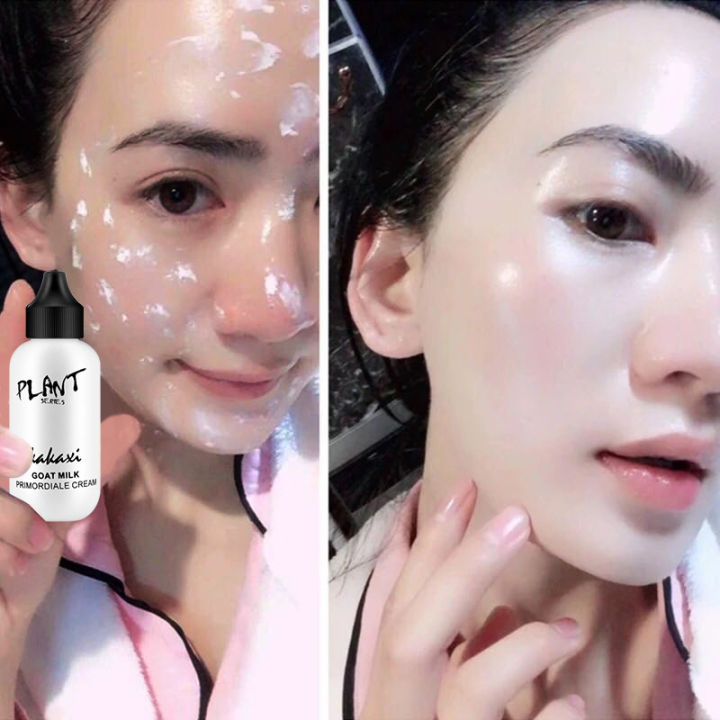 Goat Milk Face Foundation Cream Revitalizing Full Coverage Lazy Makeup Base Waterproof Long Lasting Brighten Cover Skin Makeup