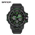 SANDA brand fashionable business sports waterproof digital quartz dual display men's watch. 