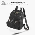 LouisWill Backpack Women Shoulder Bag Waterproof Nylon Backpack Large Capacity Backpack Lightweight Laptop Backpack Casual Zipper Packs With Rivets Decoration Rhombic Lattice Design for Girls Teens Women’ Fashion. 