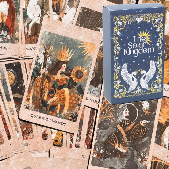 【Hot selling items】Solar Kingdom Tarot 12*7cm Magical Journey Cosmic Insight Divination Cards 86 Pcs Cards