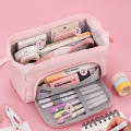 Pencil Case With Multiple Compartments Simple Stationery Case Double Layer Pencil Case Large Capacity Pencil Bag Canvas Pencil Case. 