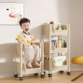 Trolley Bookshelf Portable Multi-Layer Storage Rack Office Desk File Rack Family Snacks Sundry Trolley Organizer with Wheels. 